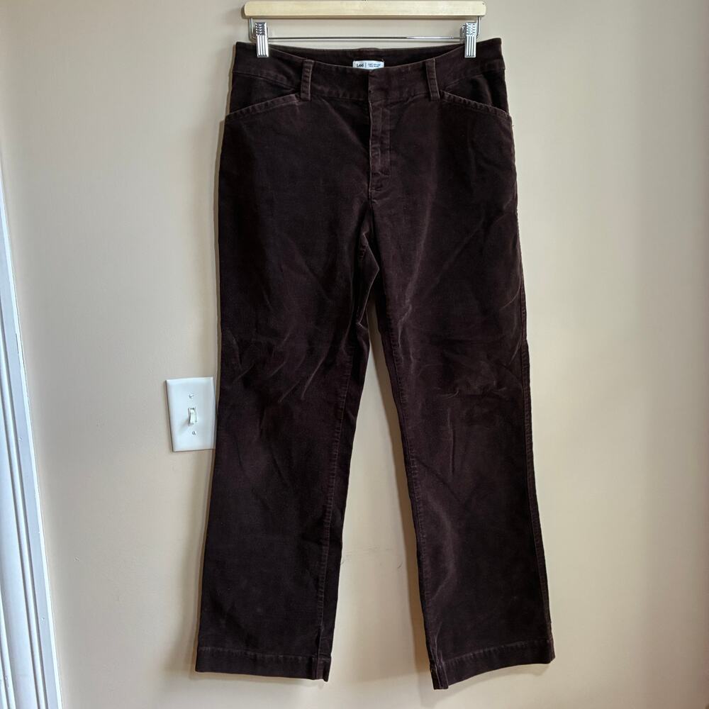 Lee just below the waist straight leg brown corduroy trousers women's 10 medium